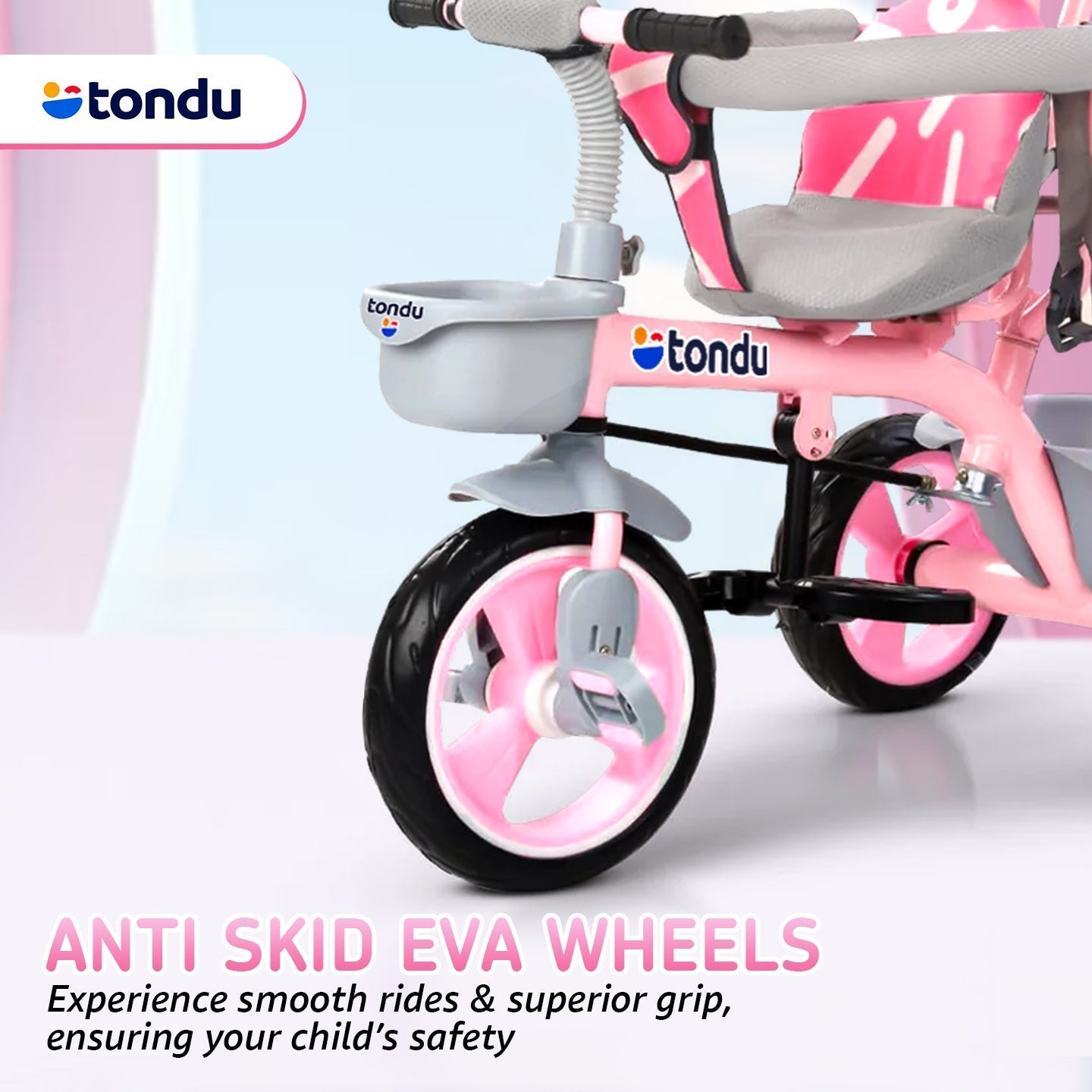 Pink TONDU Tricycles with Canopy Seat Belt - Vesco Cycles