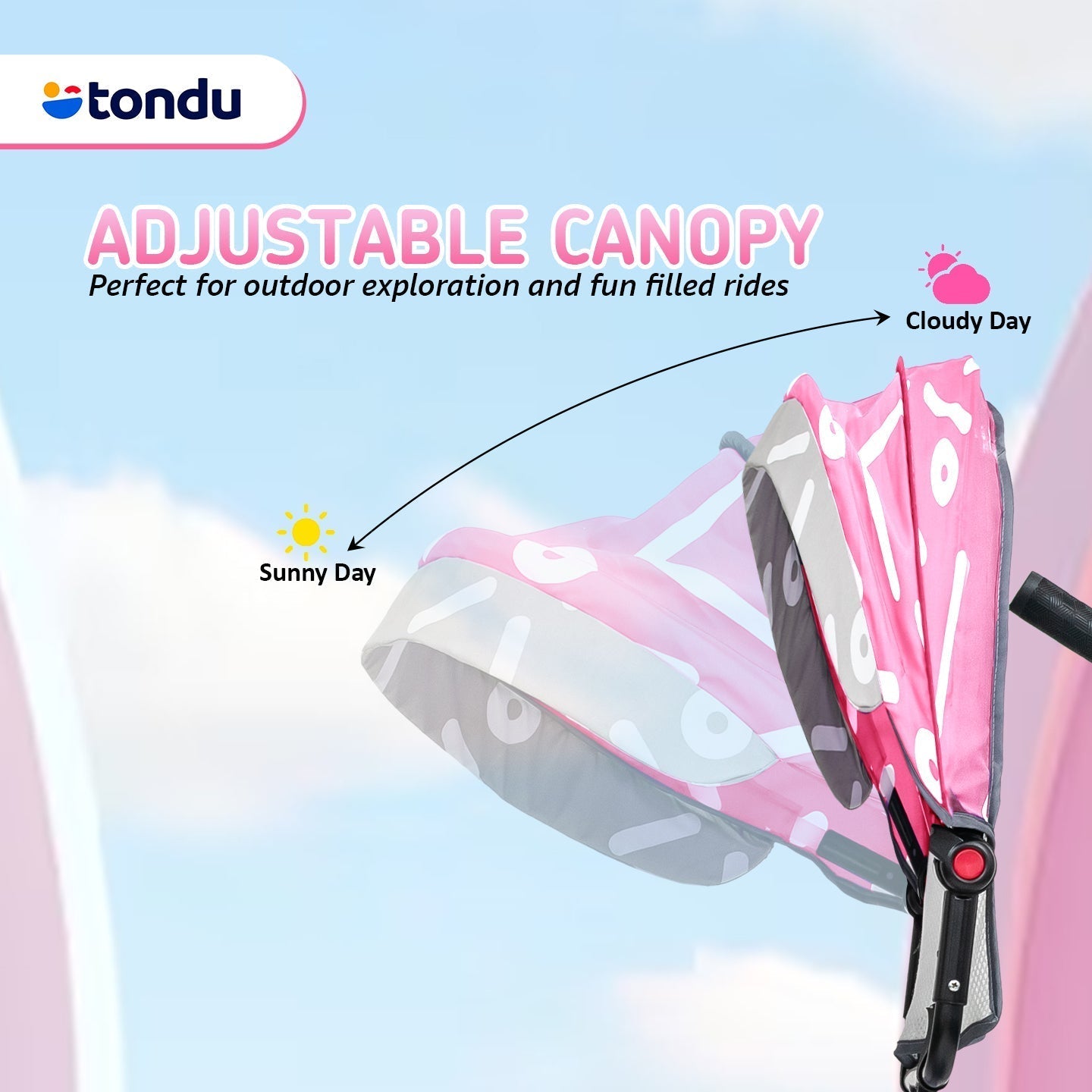 Pink TONDU Tricycles with Canopy Seat Belt - Vesco Cycles