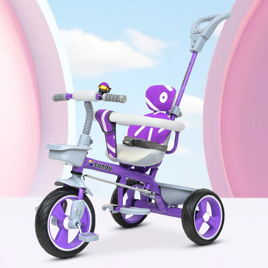 Purple TONDU Tricycle for Kids with Safety Arm & Seat Belt - Vesco Cycles