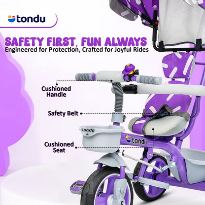 Purple TONDU Tricycles with Canopy Seat Belt - Vesco Cycles