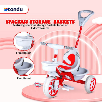 Red TONDU Kiddo Tricycle Best for 1.5 Year to 4 Years Kids - Vesco Cycles