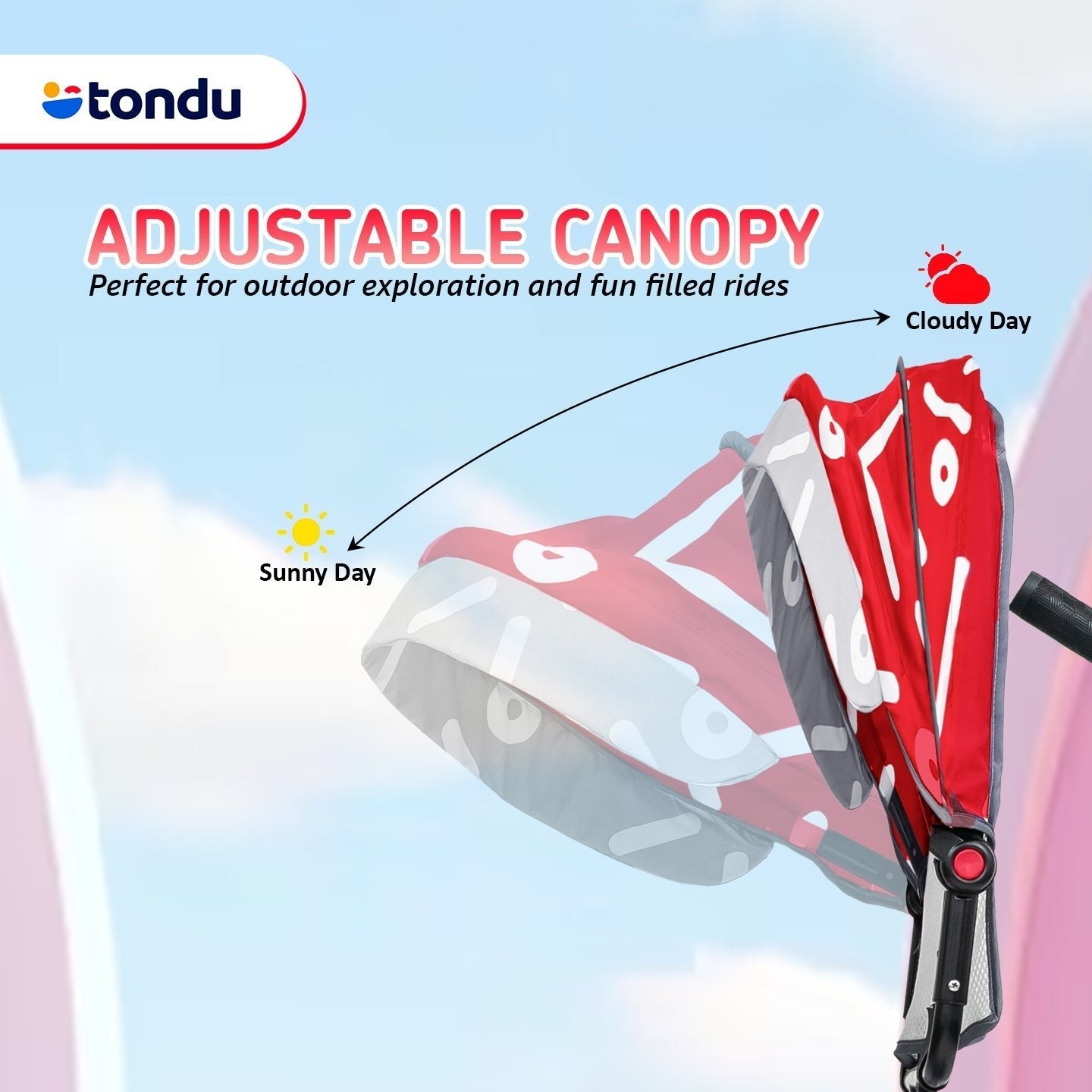 Red TONDU Tricycles with Canopy Seat Belt - Vesco Cycles