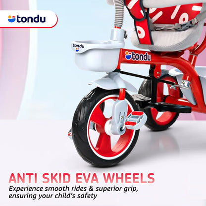 Red TONDU Tricycles with Canopy Seat Belt - Vesco Cycles