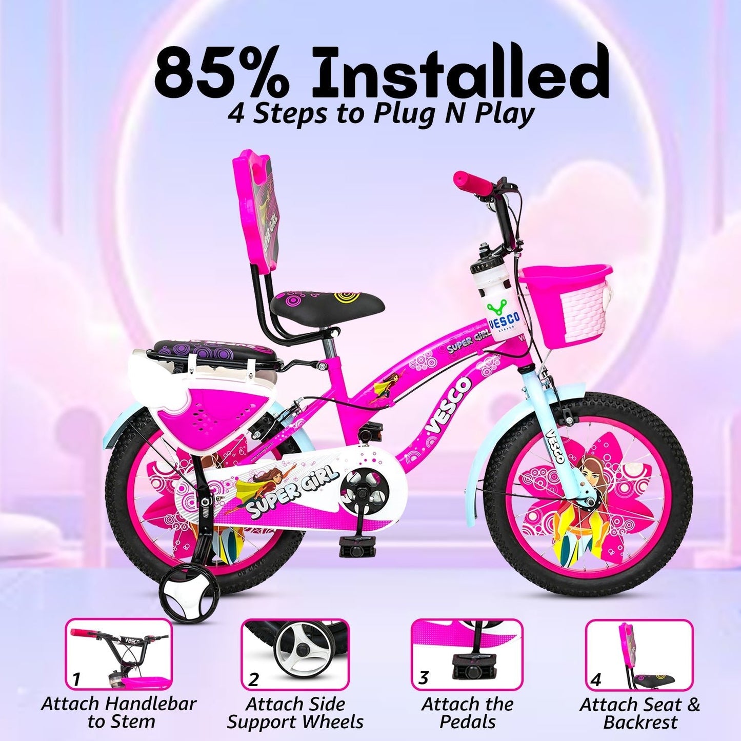 Super Girl 16 T Road Cycle ( Pink) - Vesco Cycles