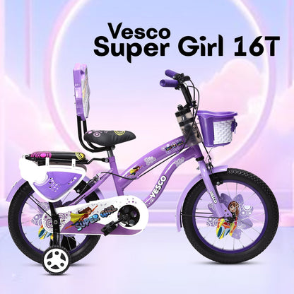 Super Girl 16T Bicycle for Kids (Purple) - Vesco Cycles