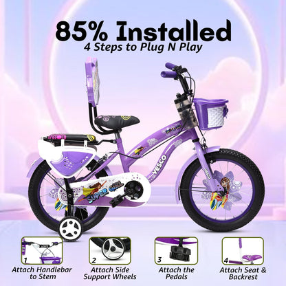 Super Girl 16T Bicycle for Kids (Purple) - Vesco Cycles