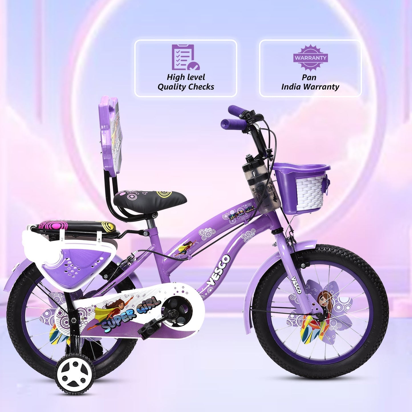 Super Girl 16T Bicycle for Kids (Purple) - Vesco Cycles