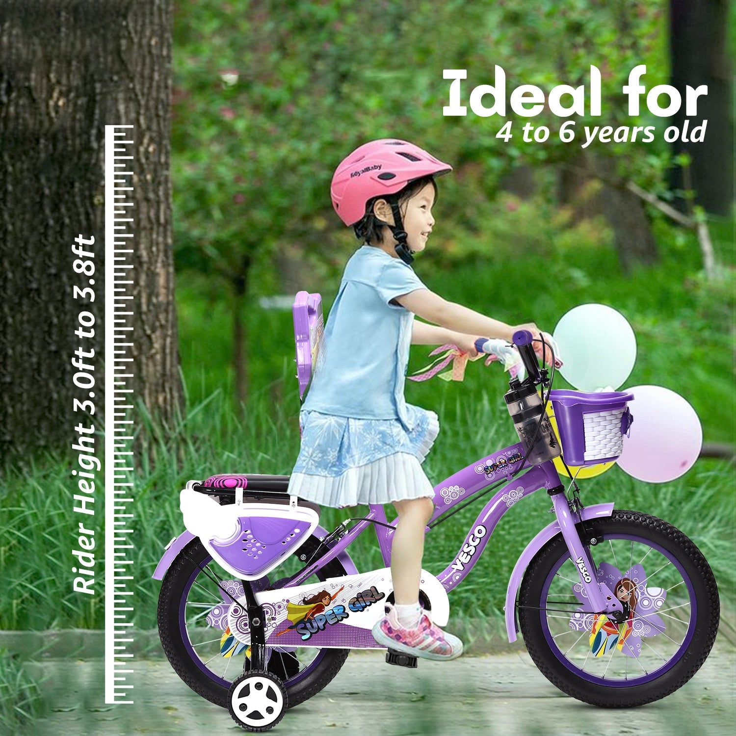 Super Girl 16T Bicycle for Kids (Purple) - Vesco Cycles