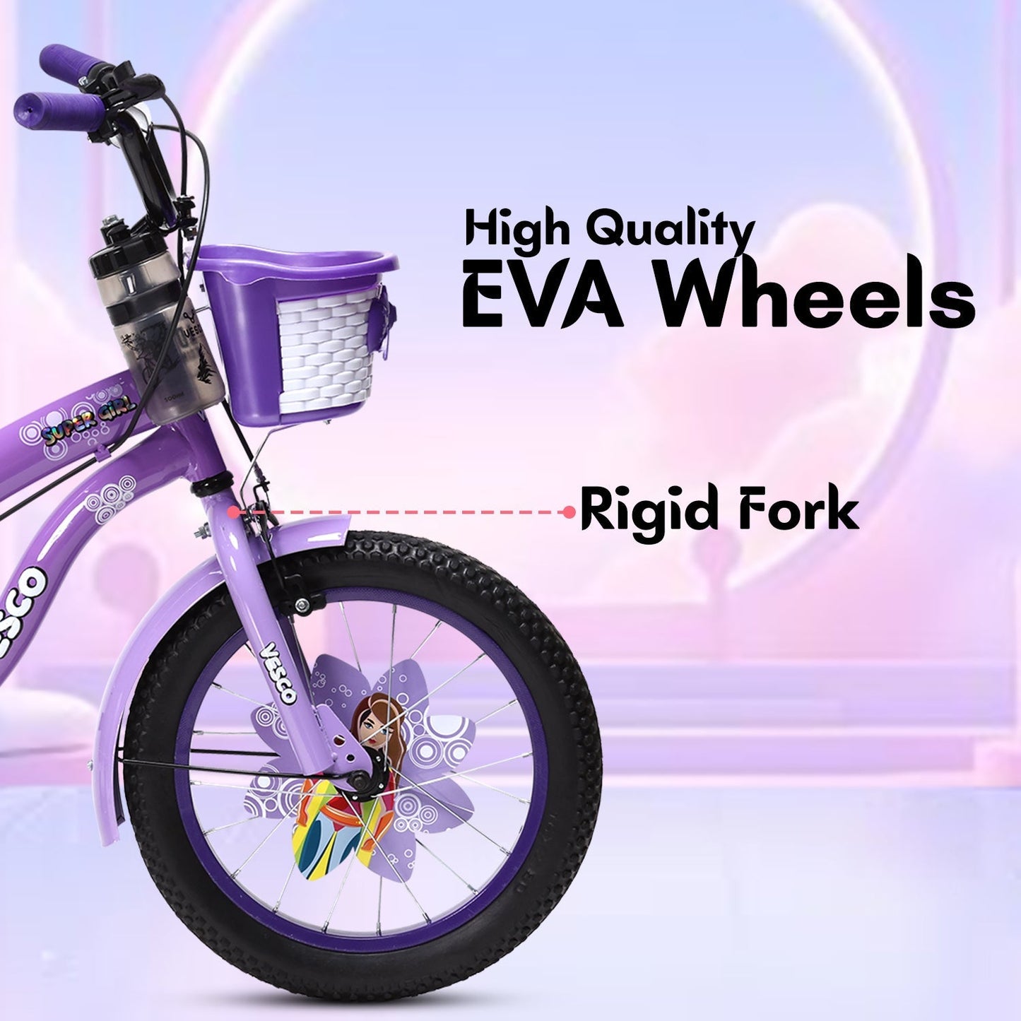 Super Girl 16T Bicycle for Kids (Purple) - Vesco Cycles