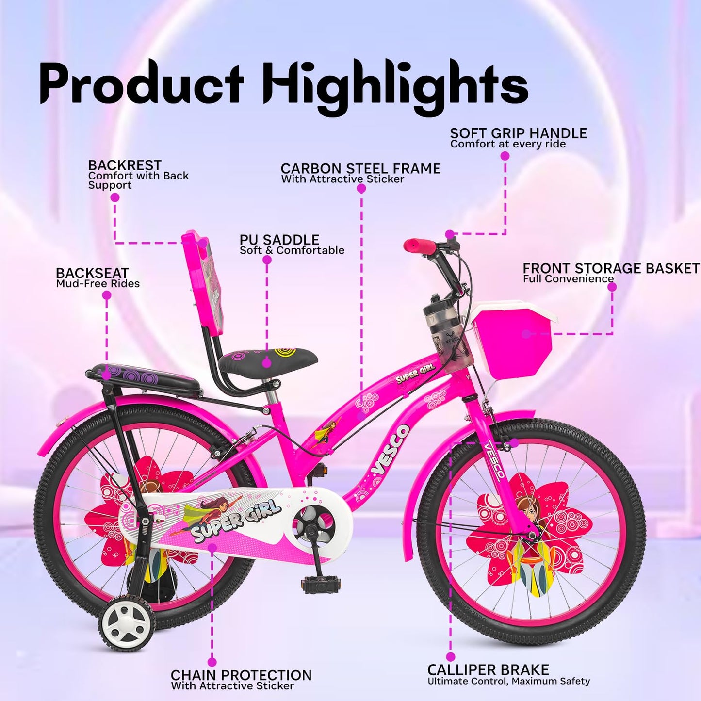 Super Girl 20T Girls Cycle (7–9 Years) - Vesco Cycles