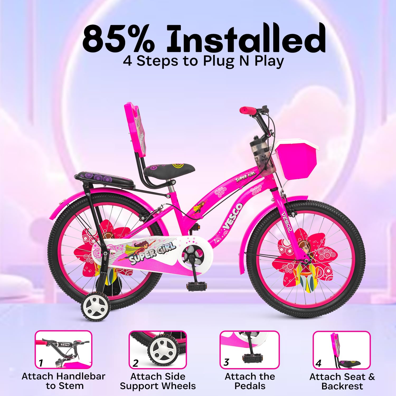 Super Girl 20T Girls Cycle (7–9 Years) - Vesco Cycles