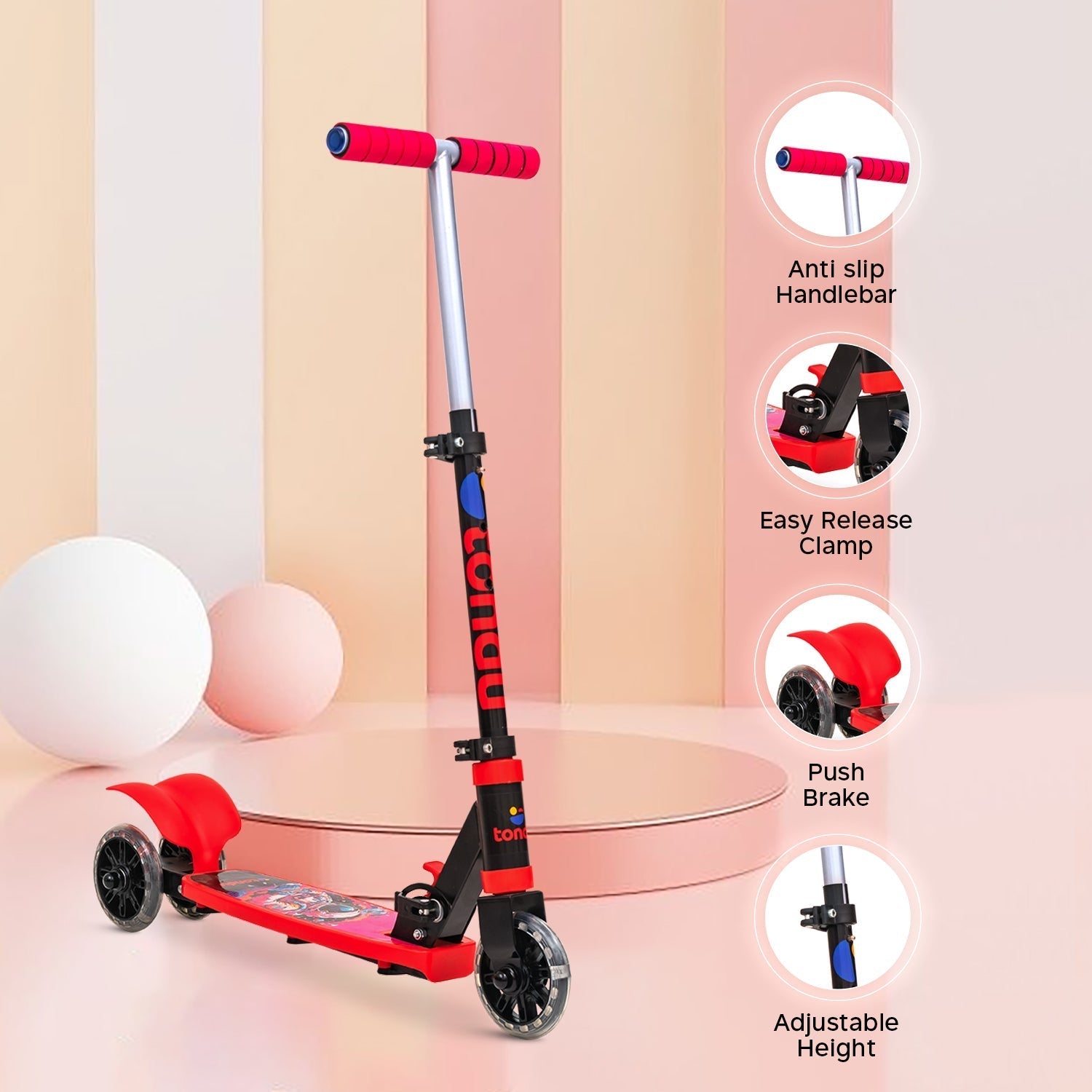 TONDU Earth Kick Scooter (Red)) - Vesco Cycles