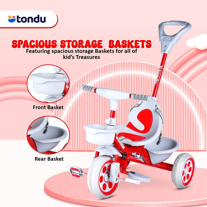 TONDU Kiddo Tricycle Best for 1.5 Year to 4 Years Baby/Kids (Red) - Vesco Cycles
