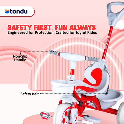 TONDU Kiddo Tricycle Best for 1.5 Year to 4 Years Baby/Kids (Red) - Vesco Cycles
