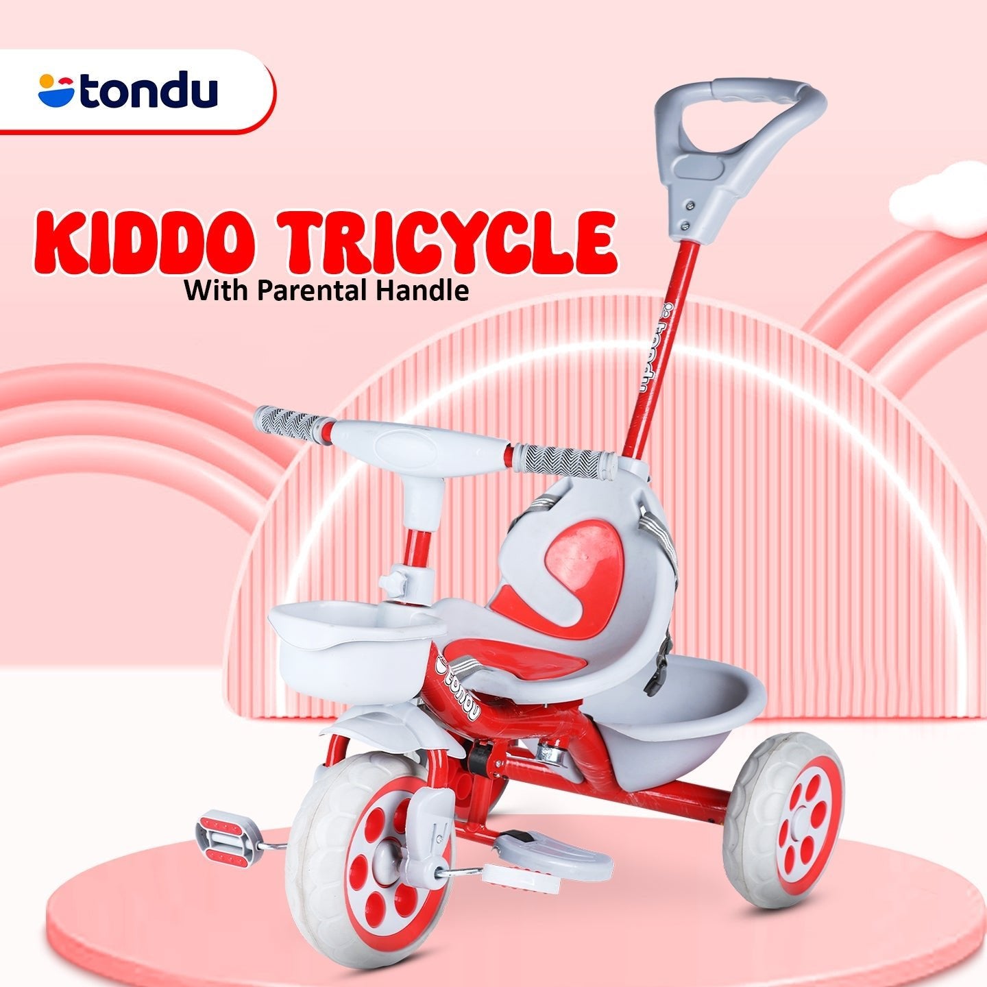 TONDU Kiddo Tricycle Best for 1.5 Year to 4 Years Baby/Kids (Red) - Vesco Cycles