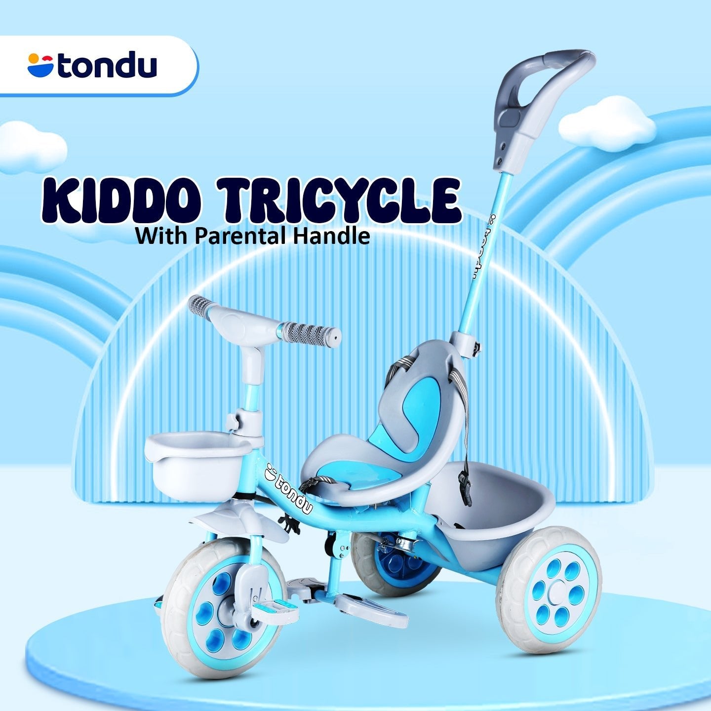 TONDU Kiddo Tricycle Best for 1.5 Year to 4 Years Kids (Blue) - Vesco Cycles