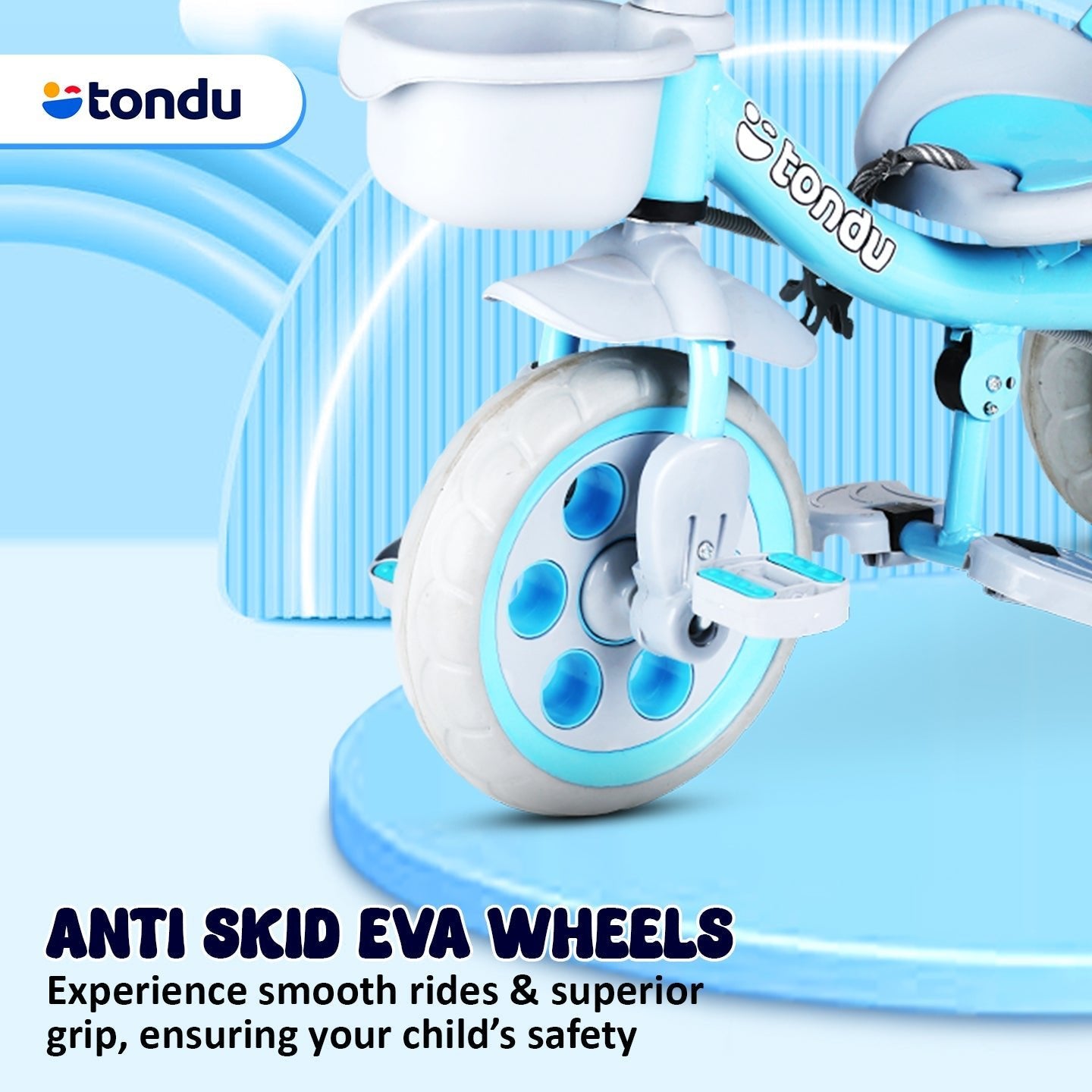 TONDU Kiddo Tricycle Best for 1.5 Year to 4 Years Kids (Blue) - Vesco Cycles