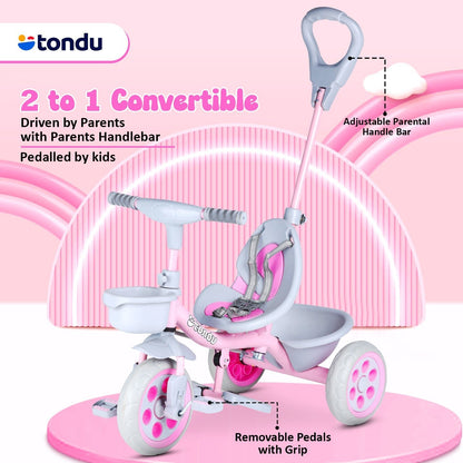 TONDU Kiddo Tricycle Best for 1.5 Year to 4 Years Kids (Pink) - Vesco Cycles