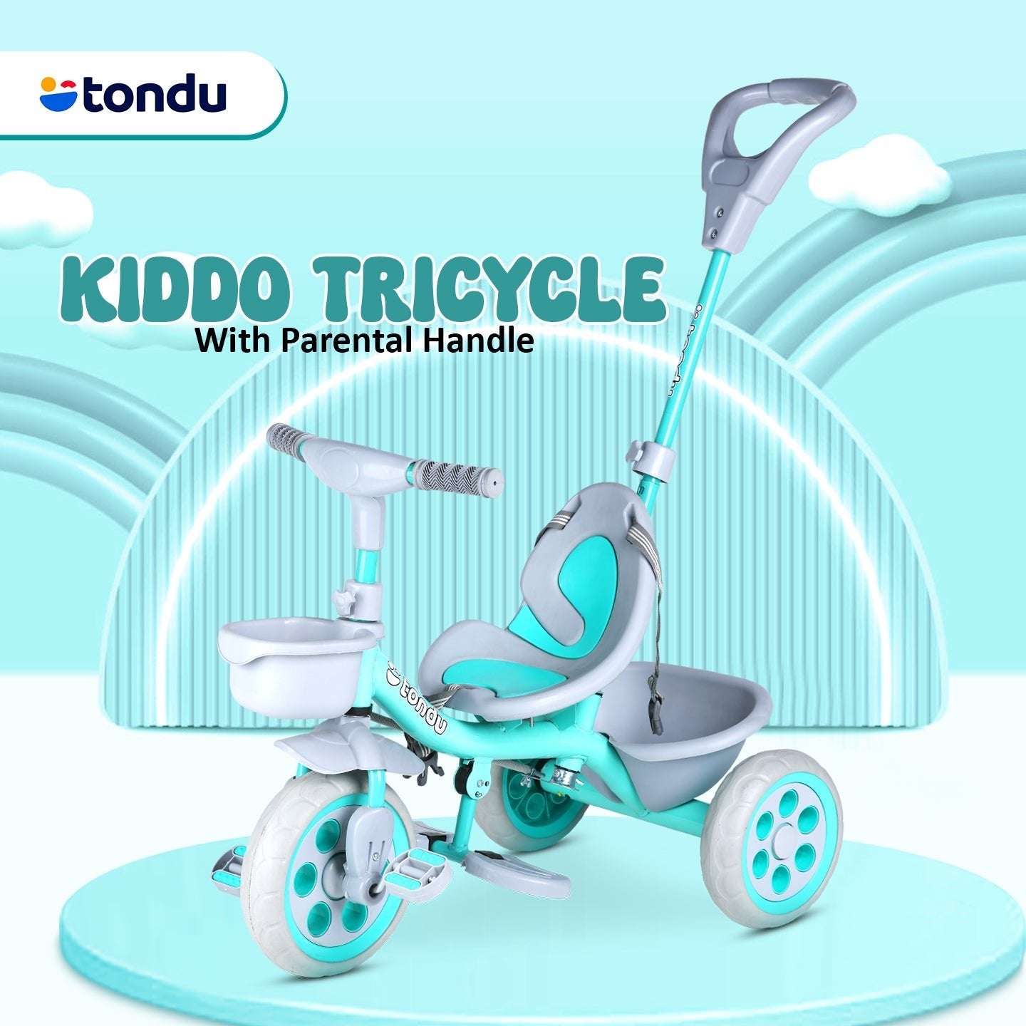 TONDU Kiddo Tricycle Best for 1.5 Year to 4 Years Kids (Sea Green) - Vesco Cycles