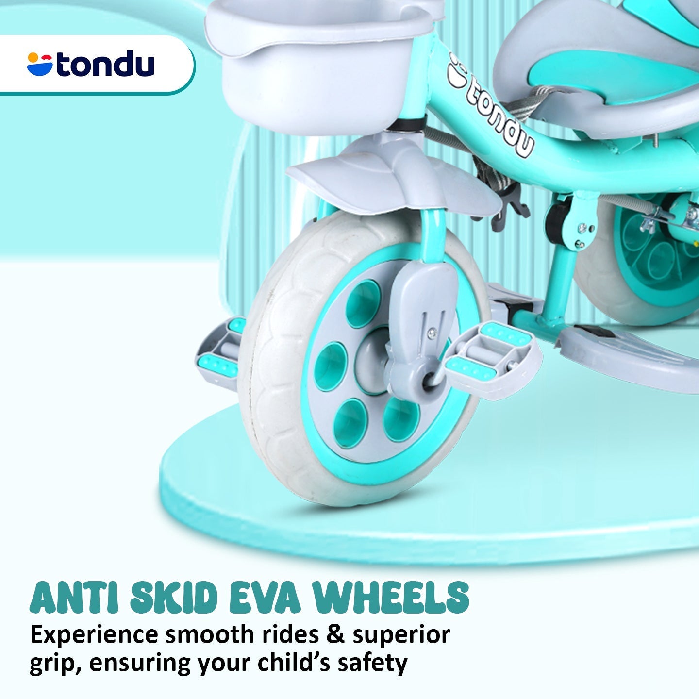 TONDU Kiddo Tricycle Best for 1.5 Year to 4 Years Kids (Sea Green) - Vesco Cycles