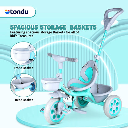 TONDU Kiddo Tricycle Best for 1.5 Year to 4 Years Kids (Sea Green) - Vesco Cycles
