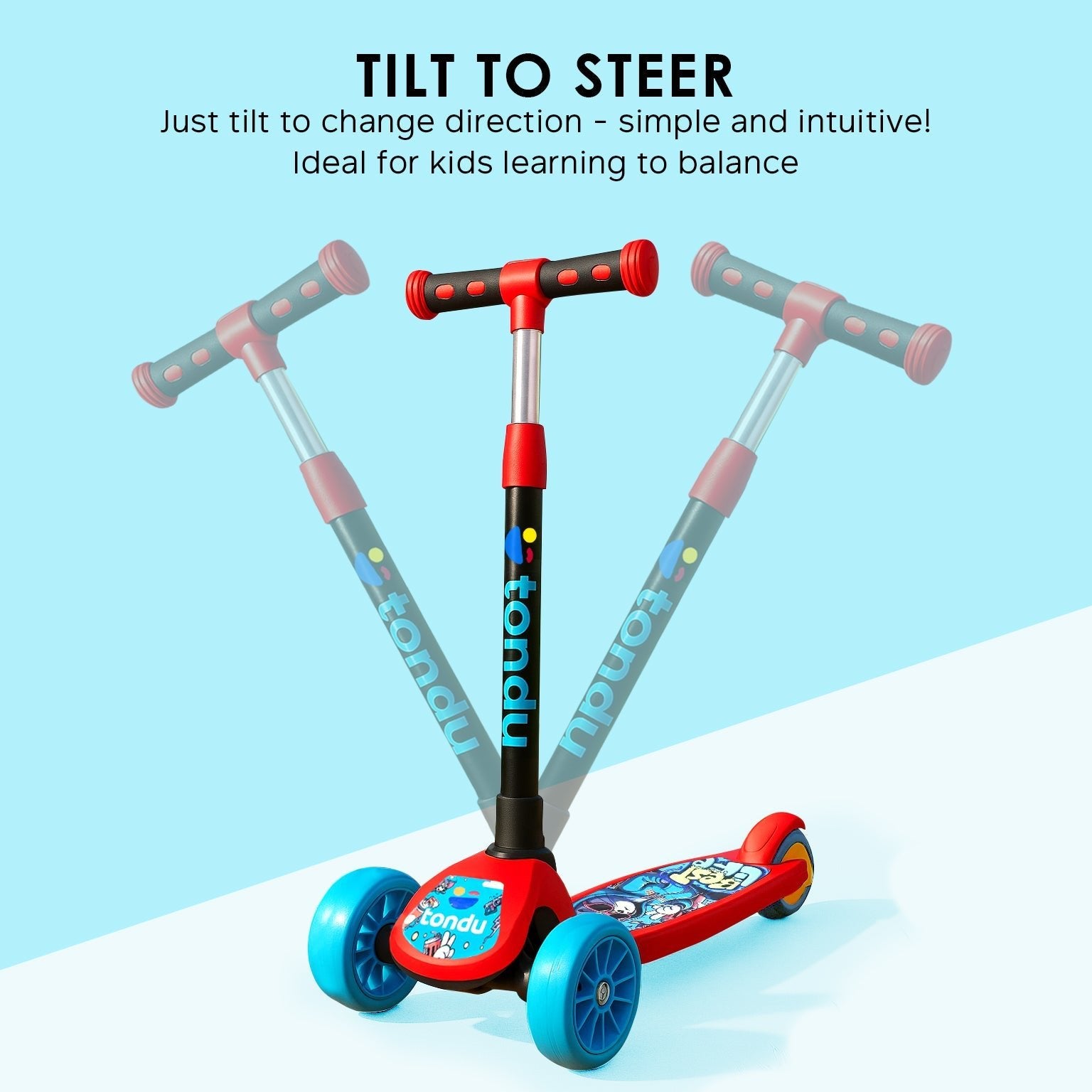 Tondu Mercury Kick Scooter for Kids 3+ Years (Red) - Vesco Cycles