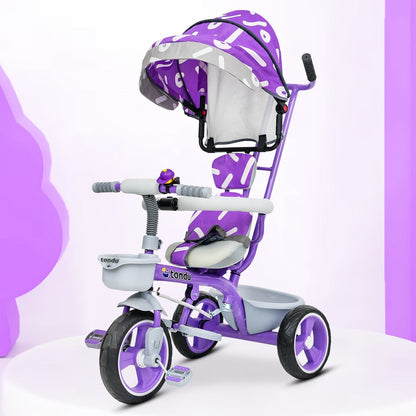 TONDU Tricycles for Kids with Canopy Seat Belt (Purple) - Vesco Cycles