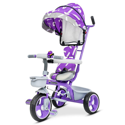 TONDU Tricycles for Kids with Canopy Seat Belt (Purple) - Vesco Cycles