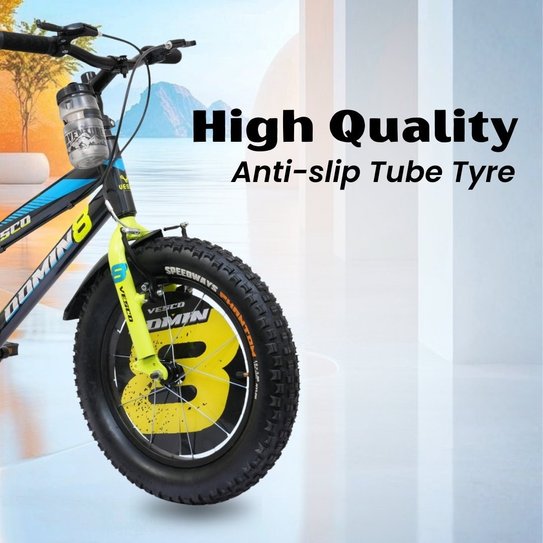 VESCO Domin8 16T Kids Bicycle with Training Wheels & Backrest | Single Speed Cycle for Boys & Girls Age 4 - 6 Years (Black) - Vesco Cycles