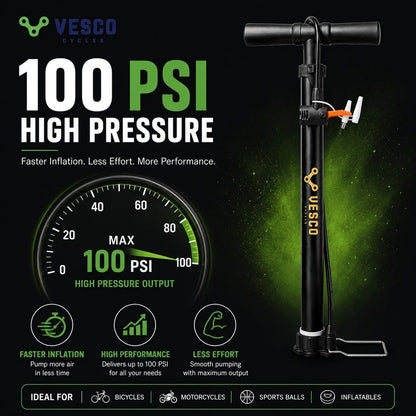 VESCO Portable Bicycle Pump with Needle & Nozzle Set | High Pressure Cycle Pump Basketball Pump, Bicycle, Football Pump, Volleyball Pump - Vesco Cycles