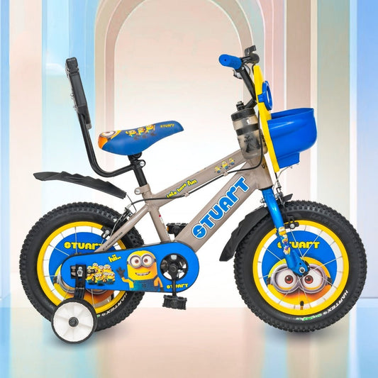 VESCO Stuart 14T Kids Bicycle with Training Wheels & Backrest | Single Speed Cycle for Boys & Girls Age 2 - 5 Years (Mocha Brown) - Vesco Cycles