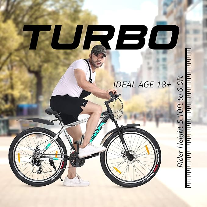VESCO Turbo 27.5T MTB Cycle for Men | 21 Speed Shimano Gear Mountain Bike, Dual Disc Brake, Front Suspension - Vesco Cycles