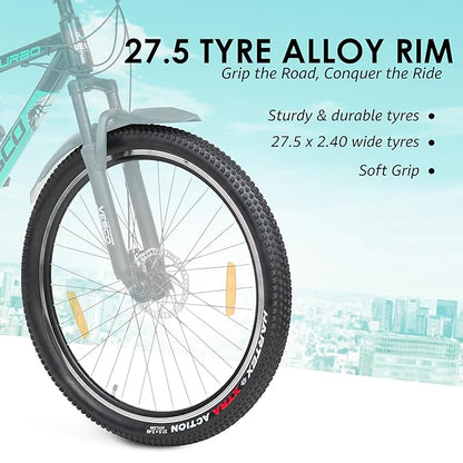 VESCO Turbo 27.5T MTB Cycle for Men | 21 Speed Shimano Gear Mountain Bike, Dual Disc Brake, Front Suspension - Vesco Cycles