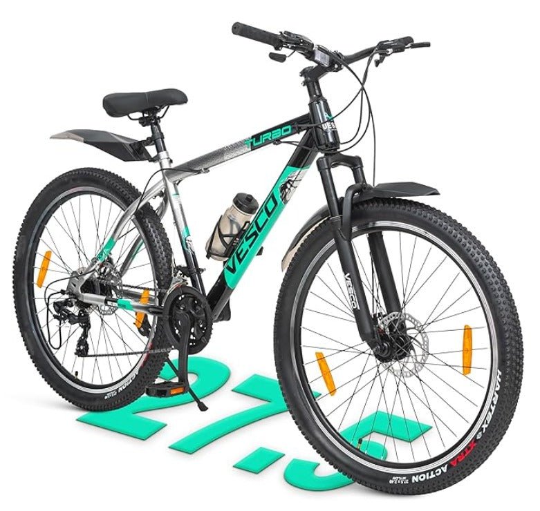 VESCO Turbo 27.5T MTB Cycle for Men | 21 Speed Shimano Gear Mountain Bike, Dual Disc Brake, Front Suspension - Vesco Cycles