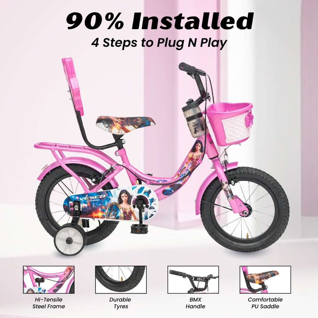 Vesco Wondergirl 16T Girls Cycle (4–6 Years) - Pink - Vesco Cycles