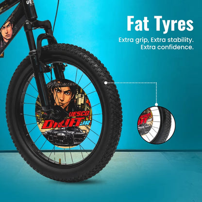 VESCO Drift Jr 20T Fat Tyre Kids Cycle for Boys, Front Suspension, Ideal for 6 to 9 Years| Blue