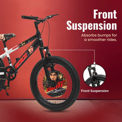 VESCO Drift Jr 20T Fat Tyre Kids Cycle for Boys, Front Suspension, Ideal for 6 to 9 Years | White