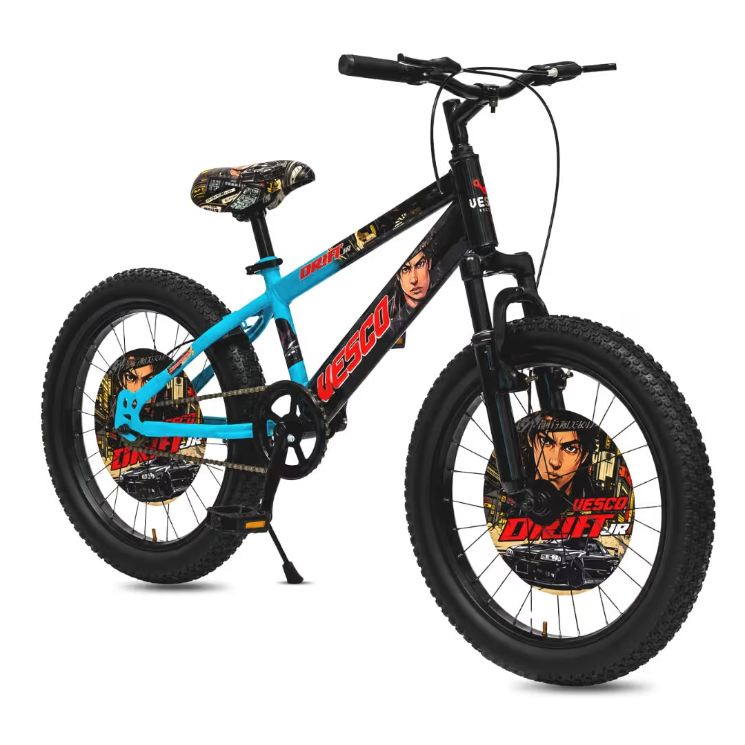 VESCO Drift Jr 20T Fat Tyre Kids Cycle for Boys, Front Suspension, Ideal for 6 to 9 Years| Blue