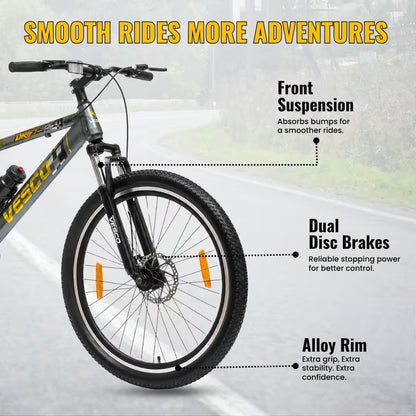 VESCO DRIFT PRO 26T Cycle for Men | Suspension | Alloy Rim | Disc Brakes| Grey