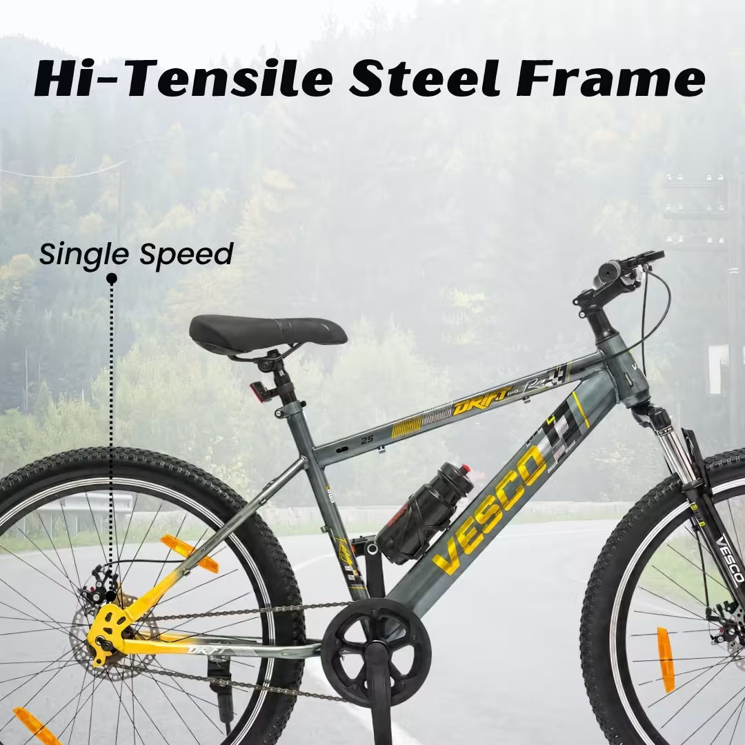 VESCO DRIFT PRO 26T Cycle for Men | Suspension | Alloy Rim | Disc Brakes| Grey