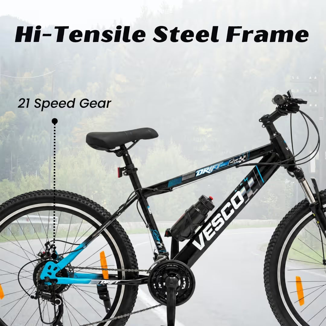 VESCO DRIFT PRO 26T 21 Gears Cycle for Men | Suspension | Alloy Rim | Disc Brakes